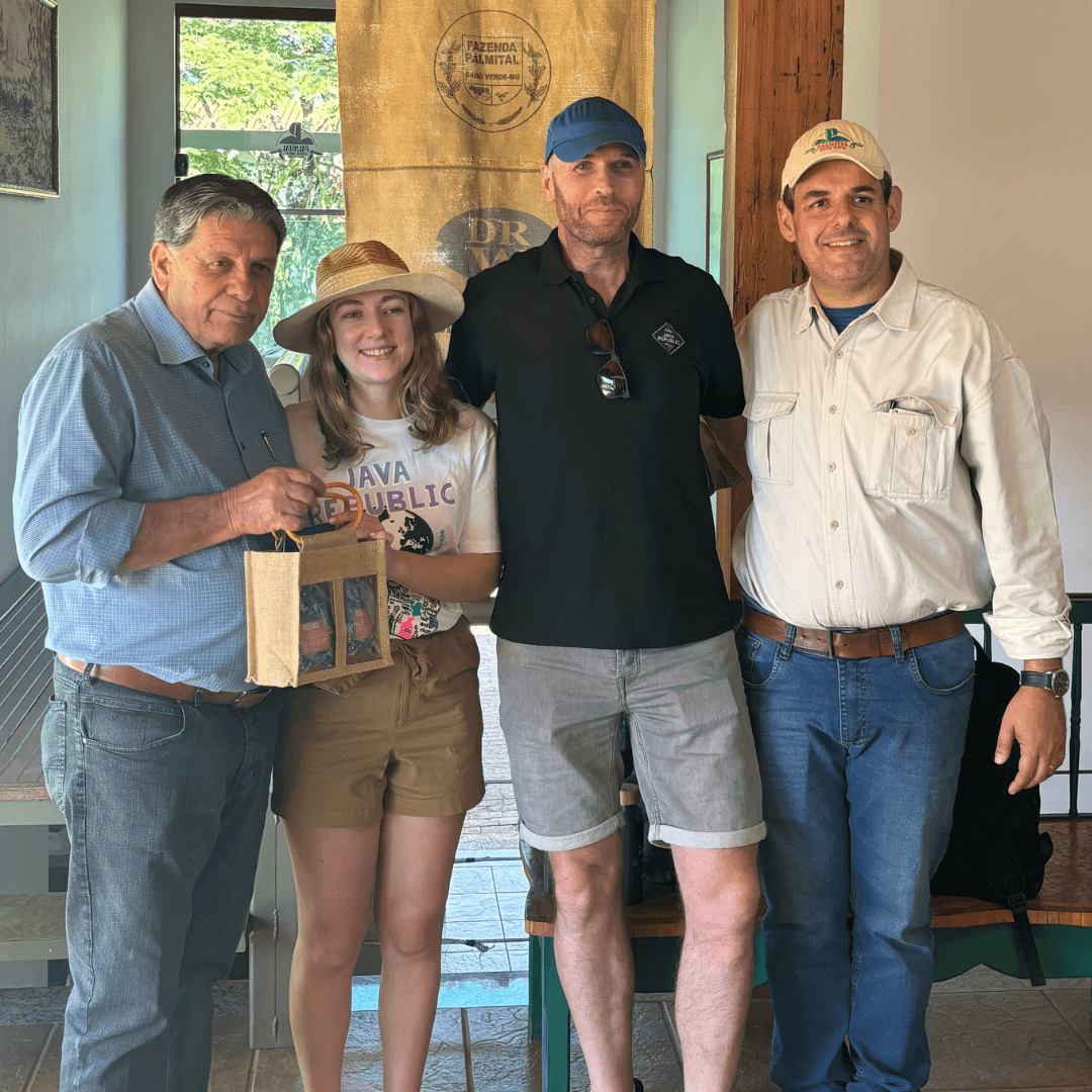 With Carlos Augusto and his son at Fazenda Palatial during our Coffee Origin Trip in Brazil